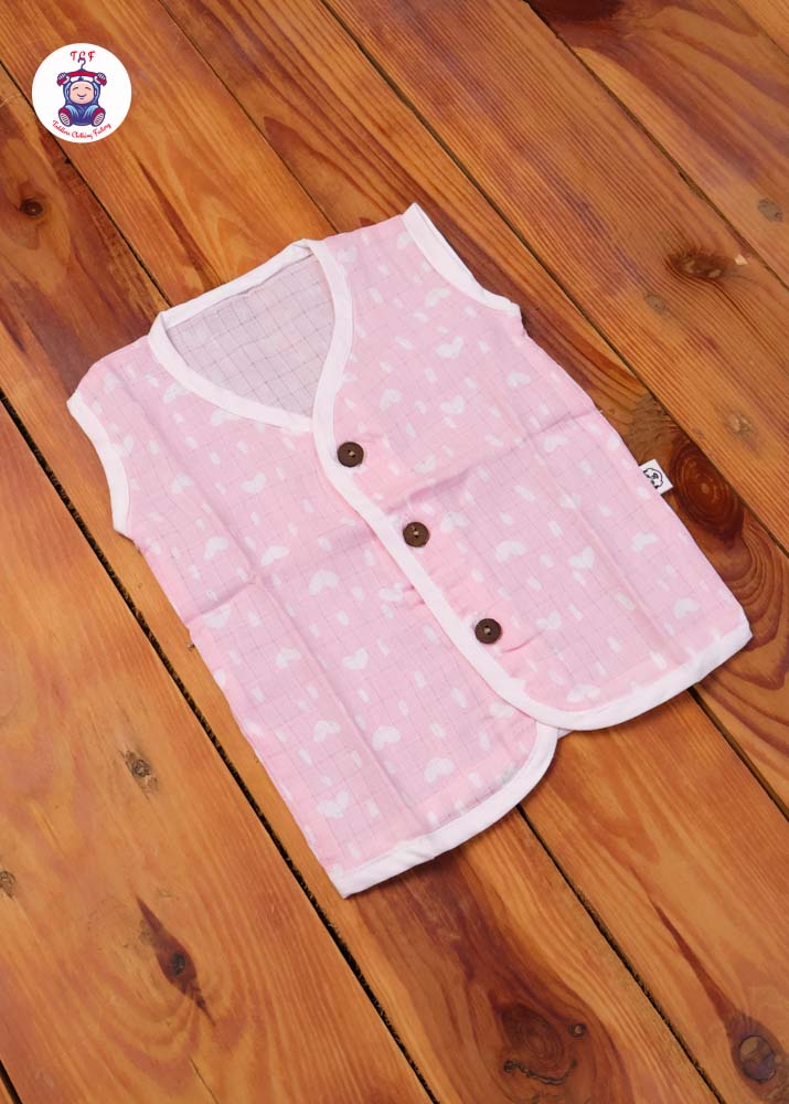 Baby Pink - Unisex Muslin Printed Jabla