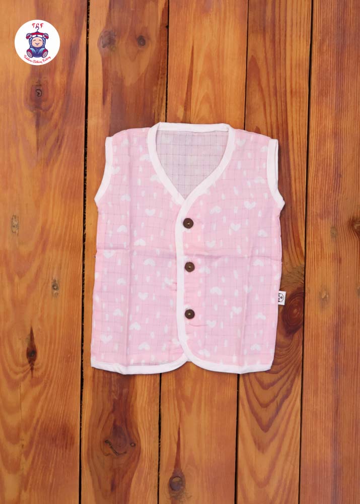Baby Pink - Unisex Muslin Printed Jabla