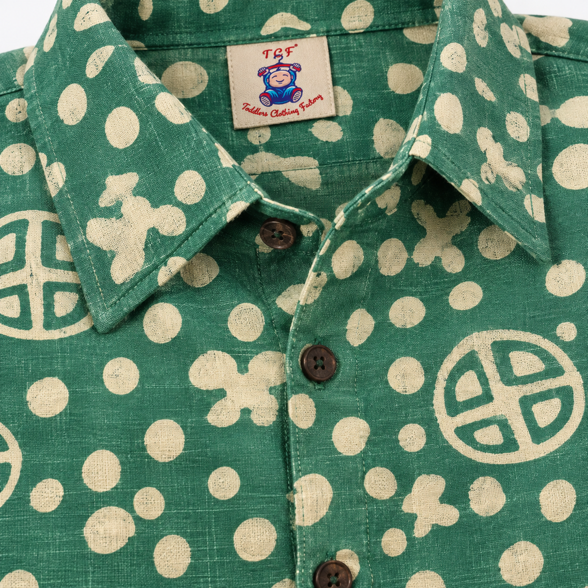 Green & Beige - Boys Readymade Bhatik Shirts