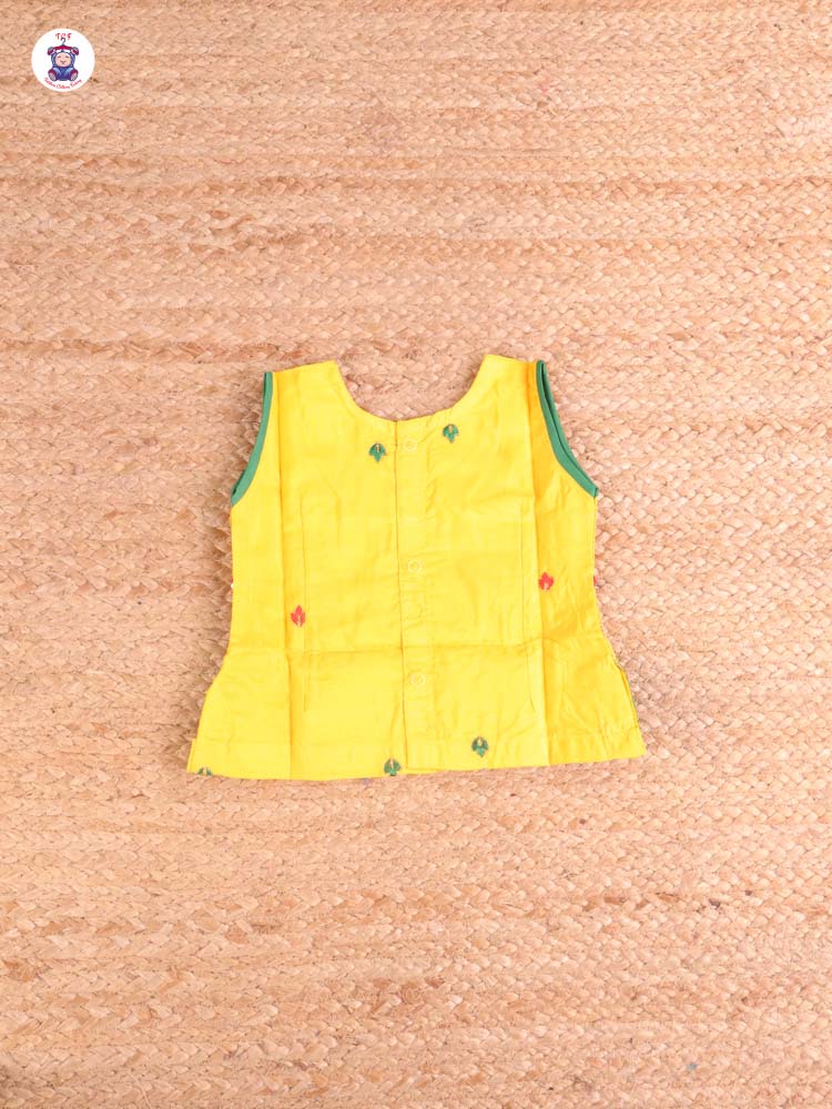 Yellow & Green - Embriodered Pavadai Sattai