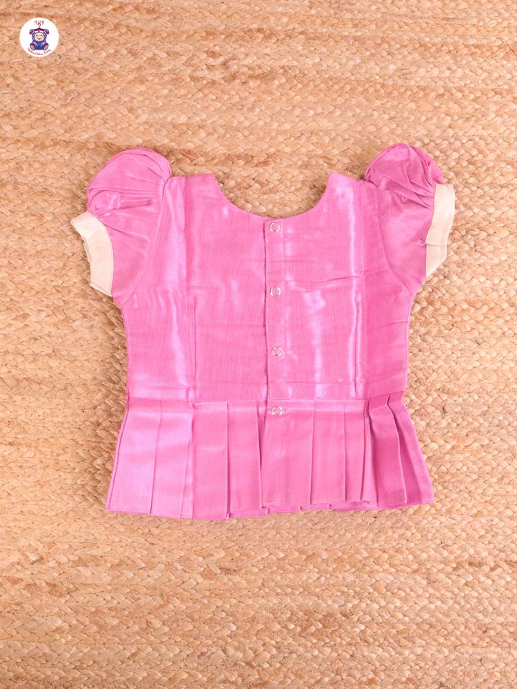 Pink & Half White - Kerala Cotton Pavadai Sattai