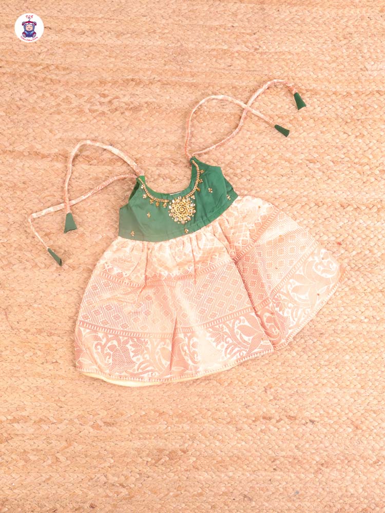 Green & Peach - New Born Frock