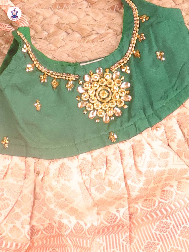 Green & Peach - New Born Frock