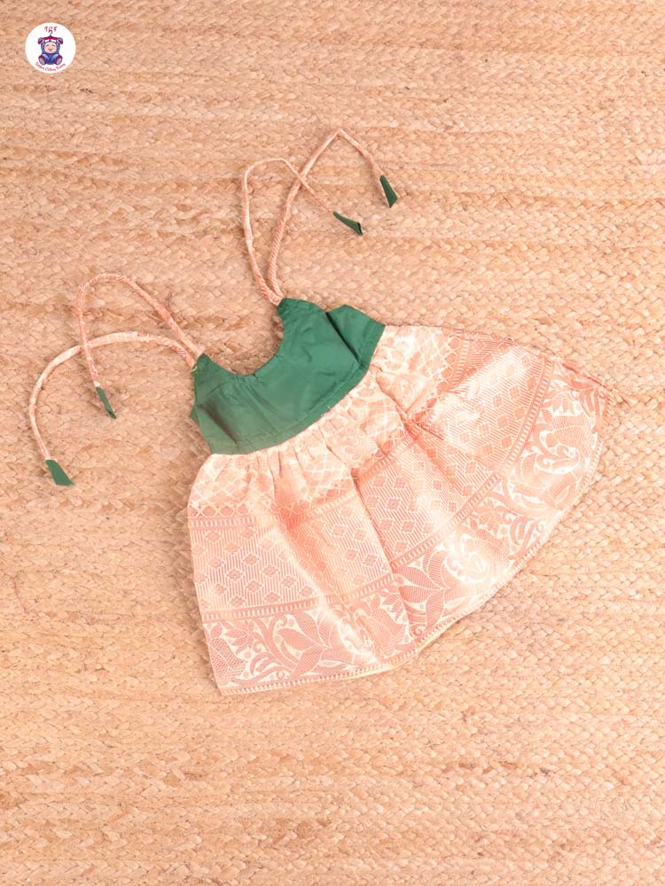 Green & Peach - New Born Frock