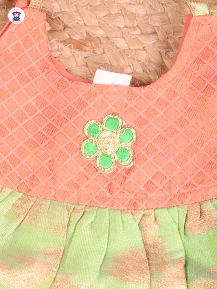 Copper & Pista Green - New Born Frock
