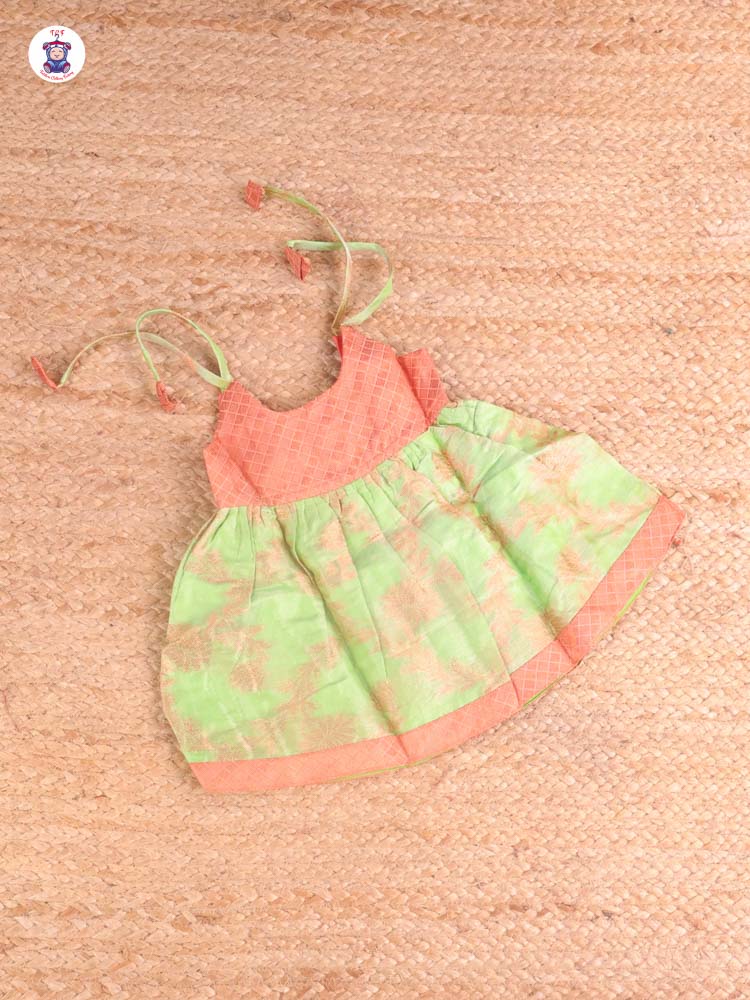 Copper & Pista Green - New Born Frock
