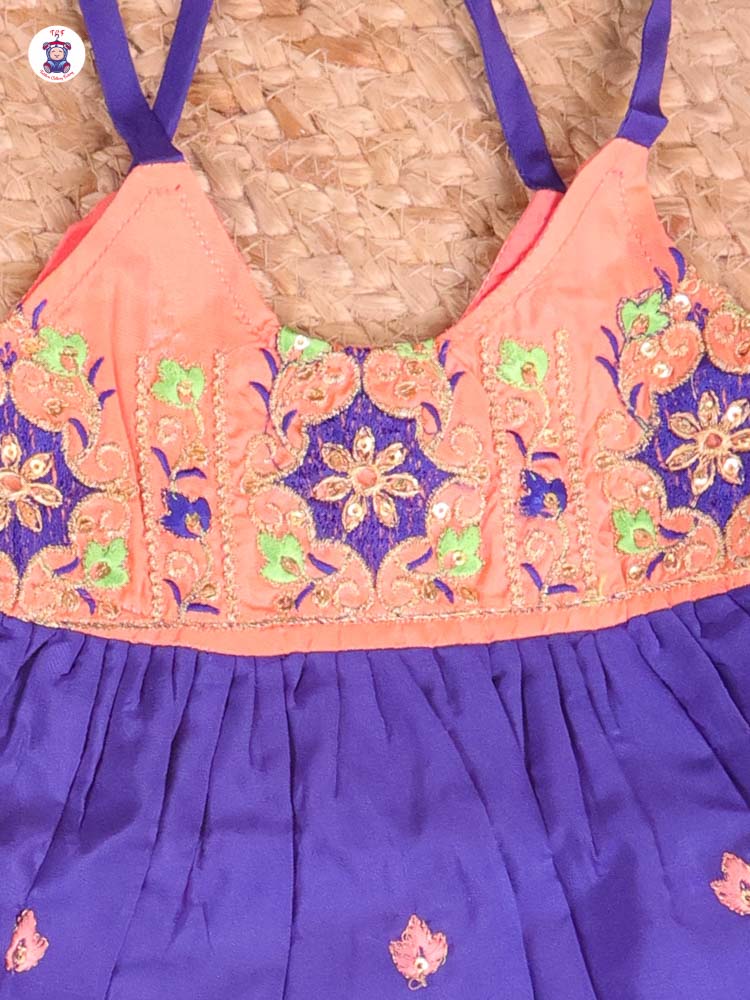 Orange & Blue - Embriodered Frock
