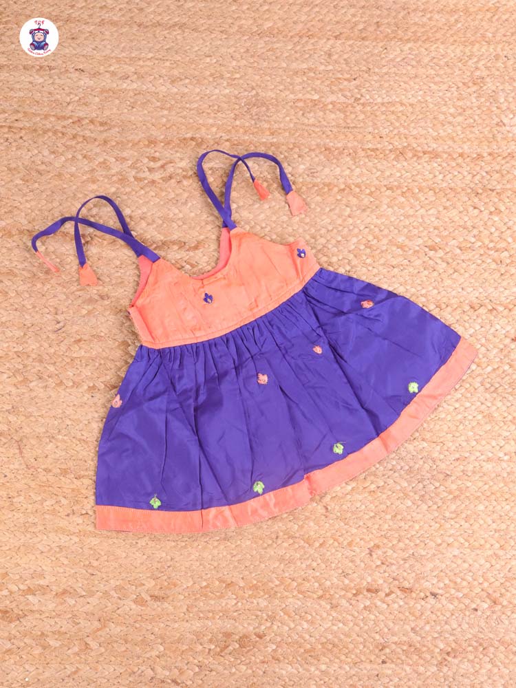 Orange & Blue - Embriodered Frock
