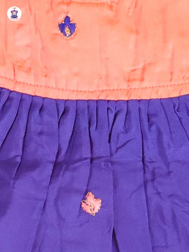 Orange & Blue - Embriodered Frock