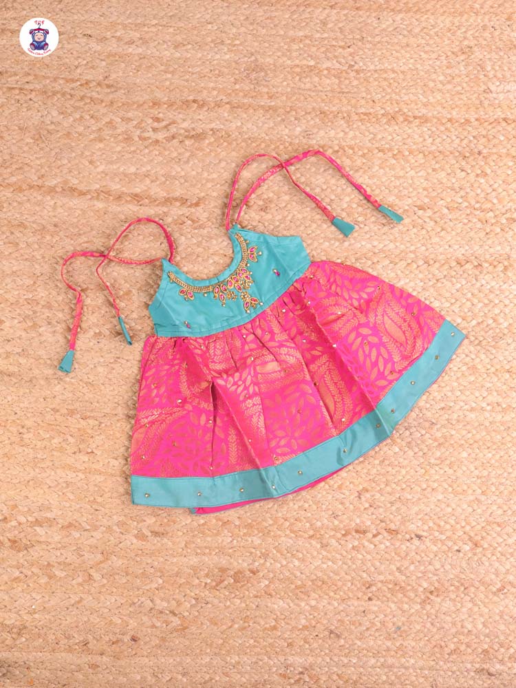 Green & Maroon - New Born Frock