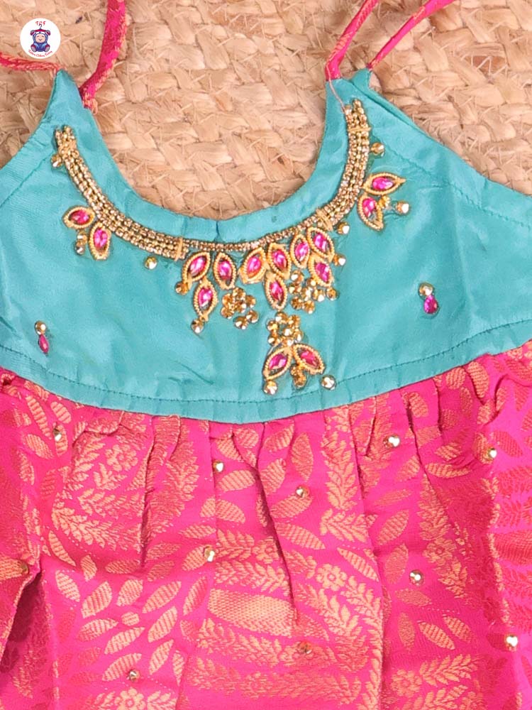 Green & Maroon - New Born Frock