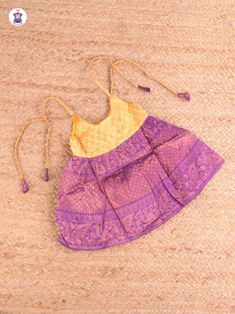 Yellow & Purple - New Born Frock