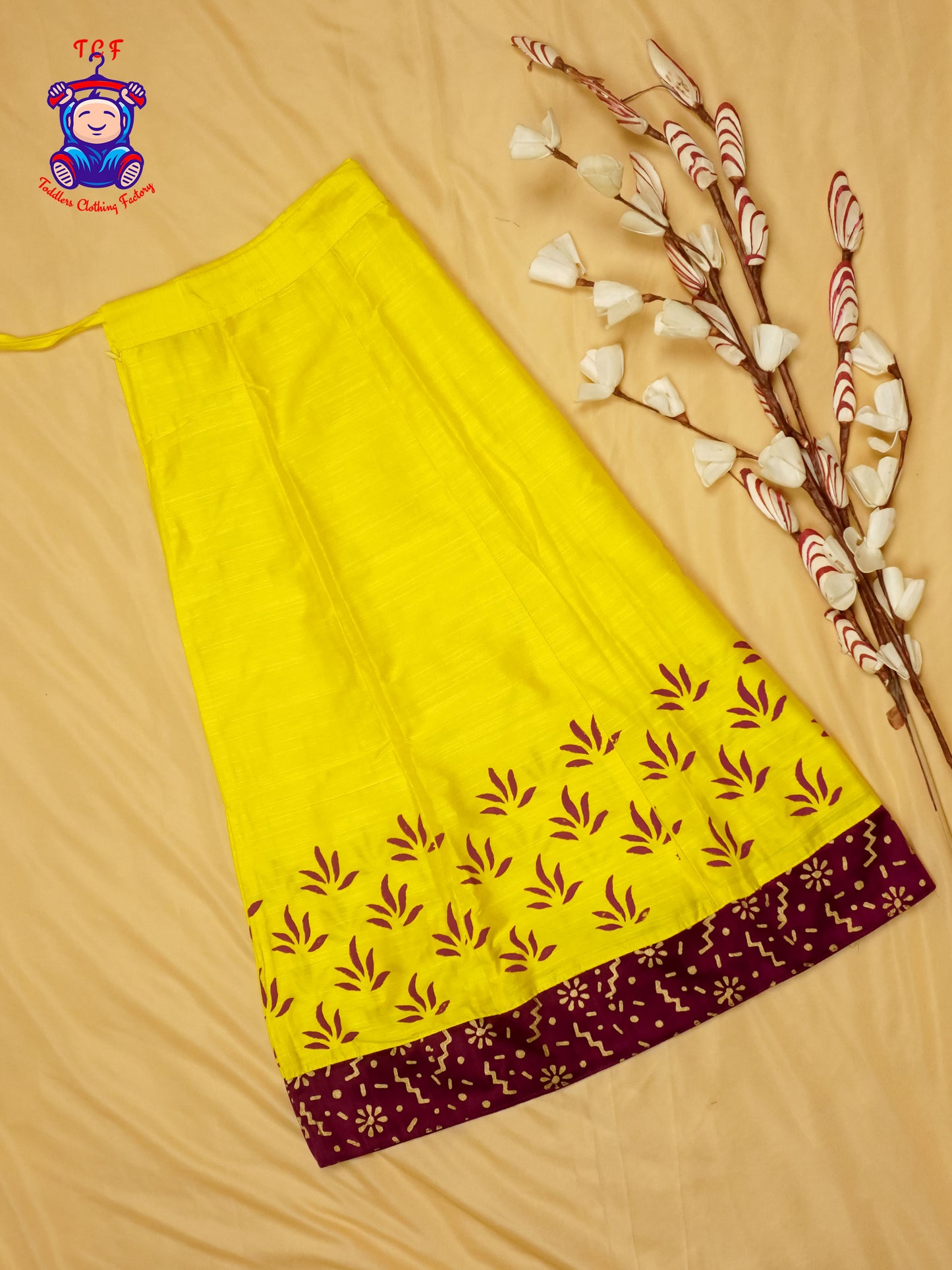 Maroon & Yellow - Cotton Pavadai Sattai