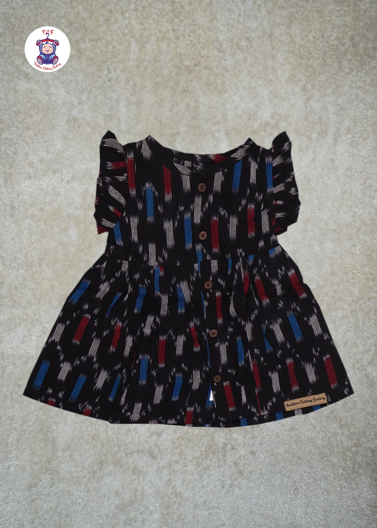Multi Black - Girls Readymade Ikat Frocks
