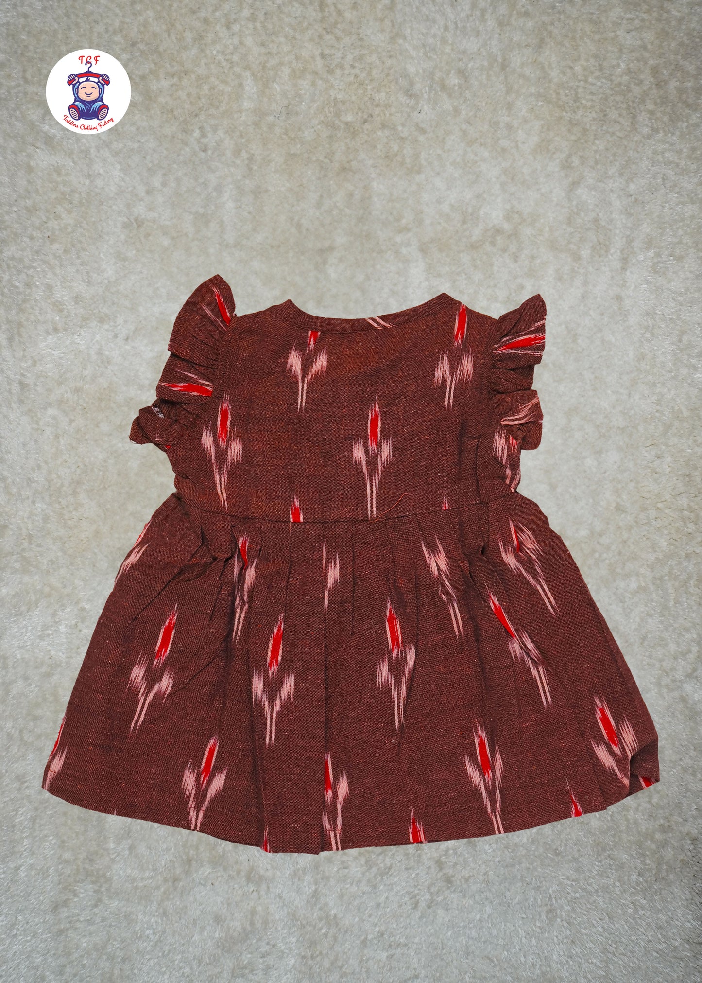 Brown - Girls Readymade Ikat Frocks