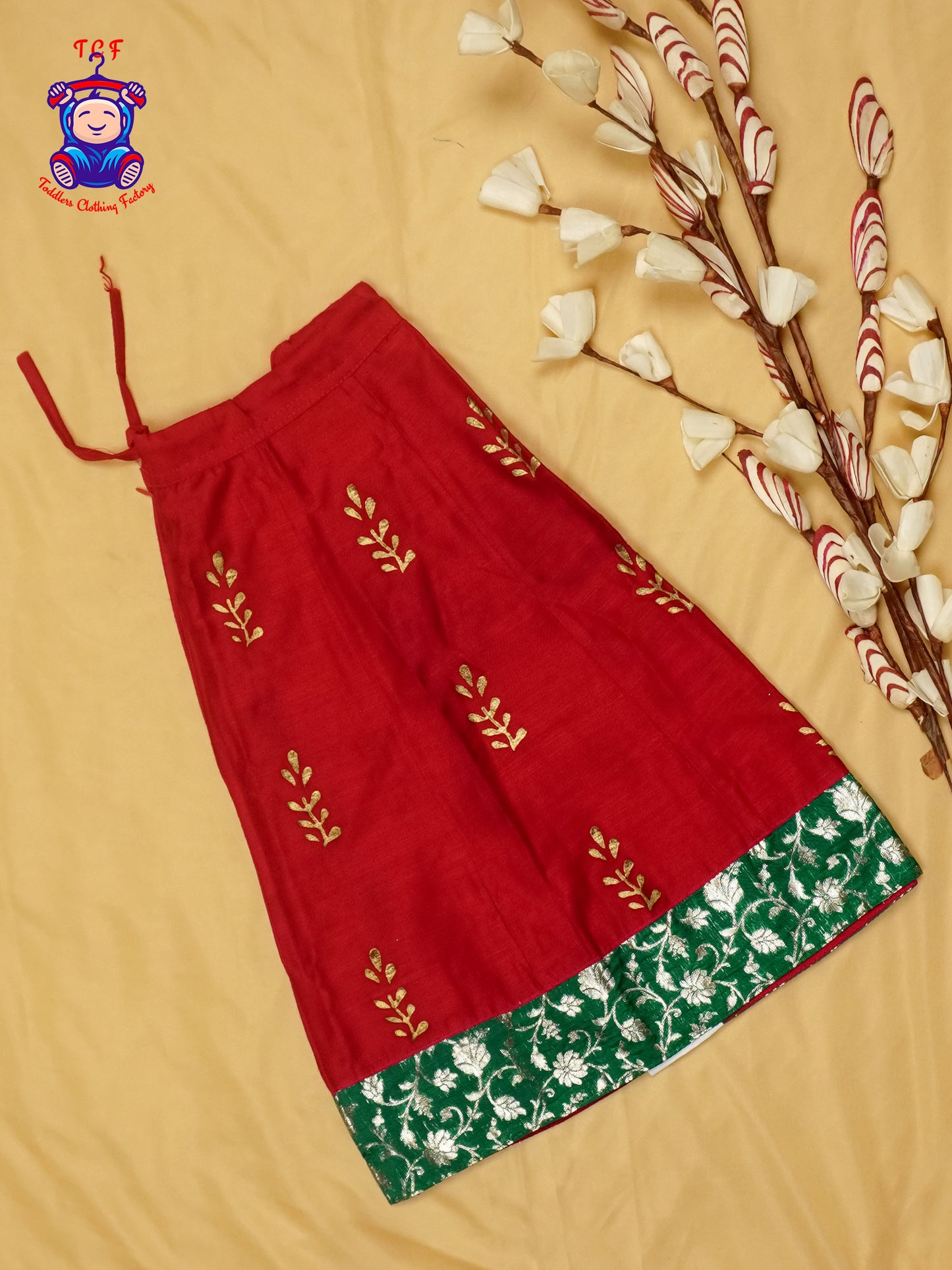 Green & Red - Banarasi Pavadai Sattai