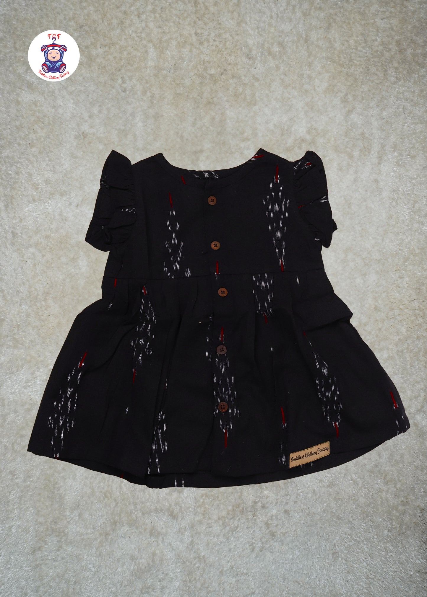 Black & Grey - Girls Readymade Ikat Frocks