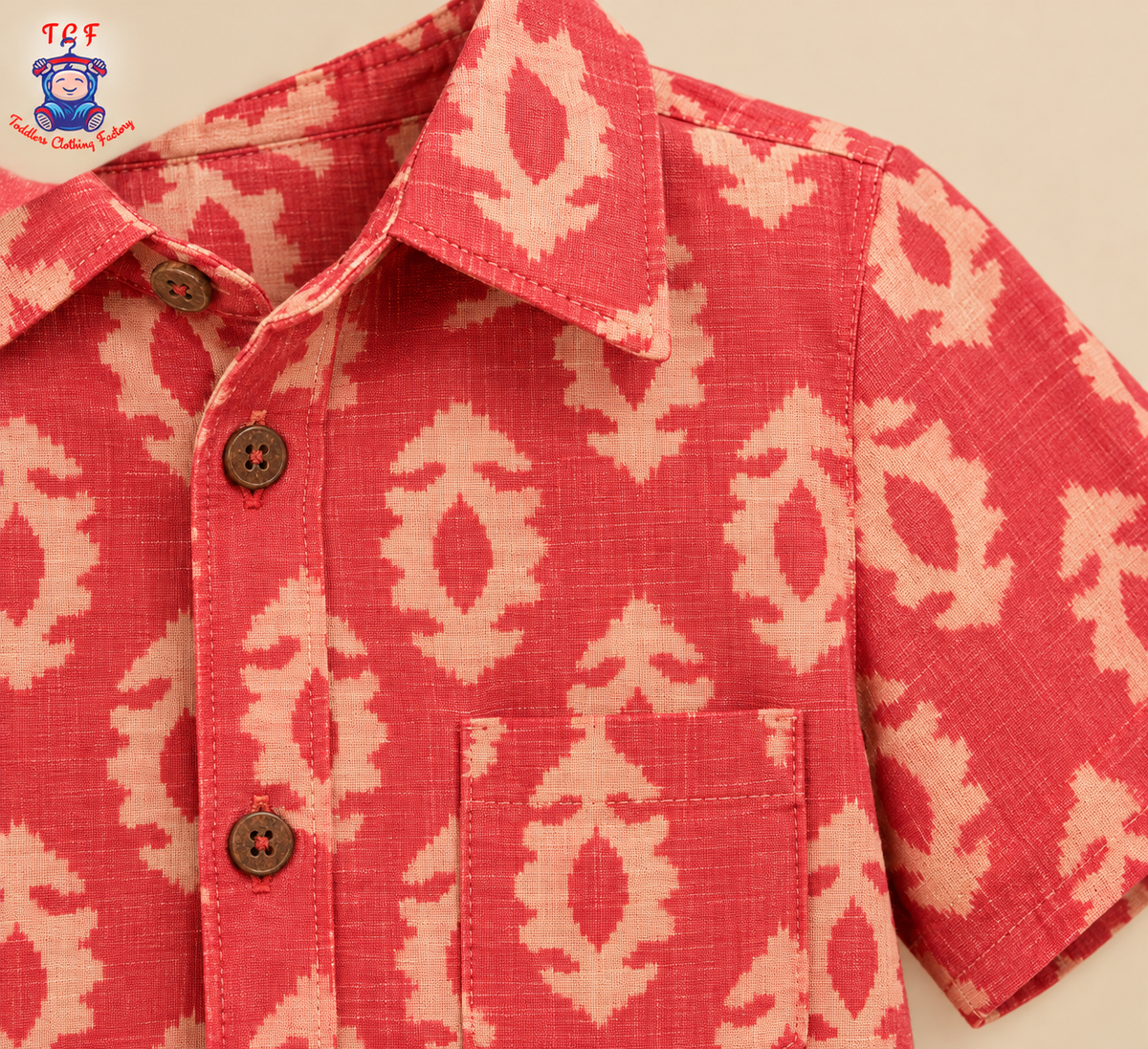 Red & Beige - Boys Readymade Bhatik Shirts