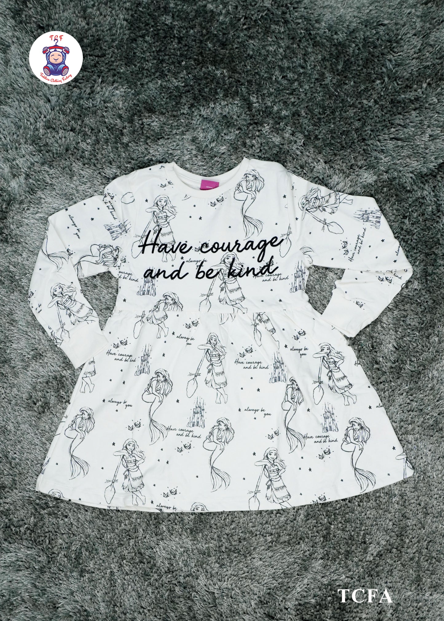 White - Girls Printed Frock
