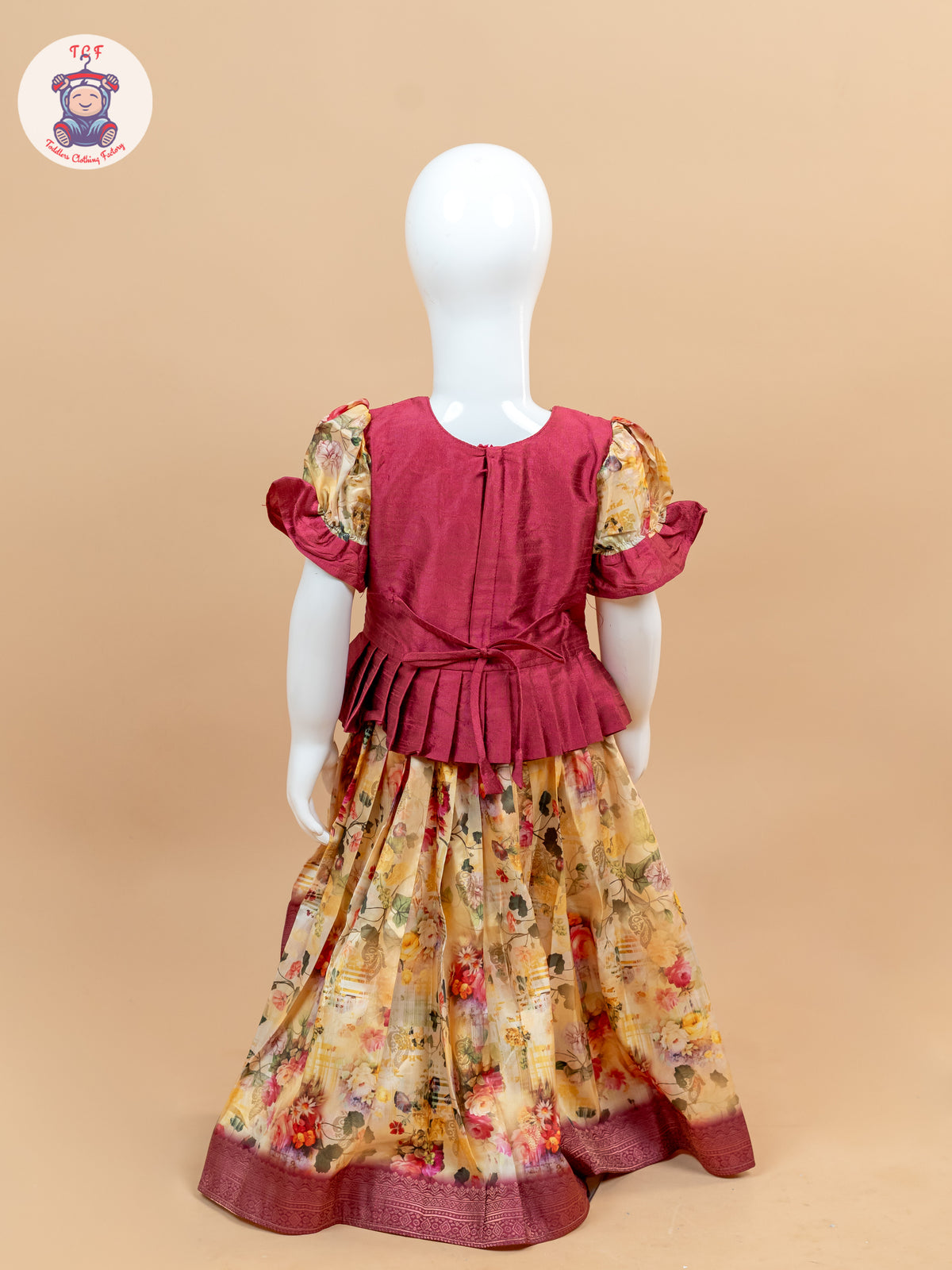 Magenta Floral Print - Semi Silk Leghanga Choli