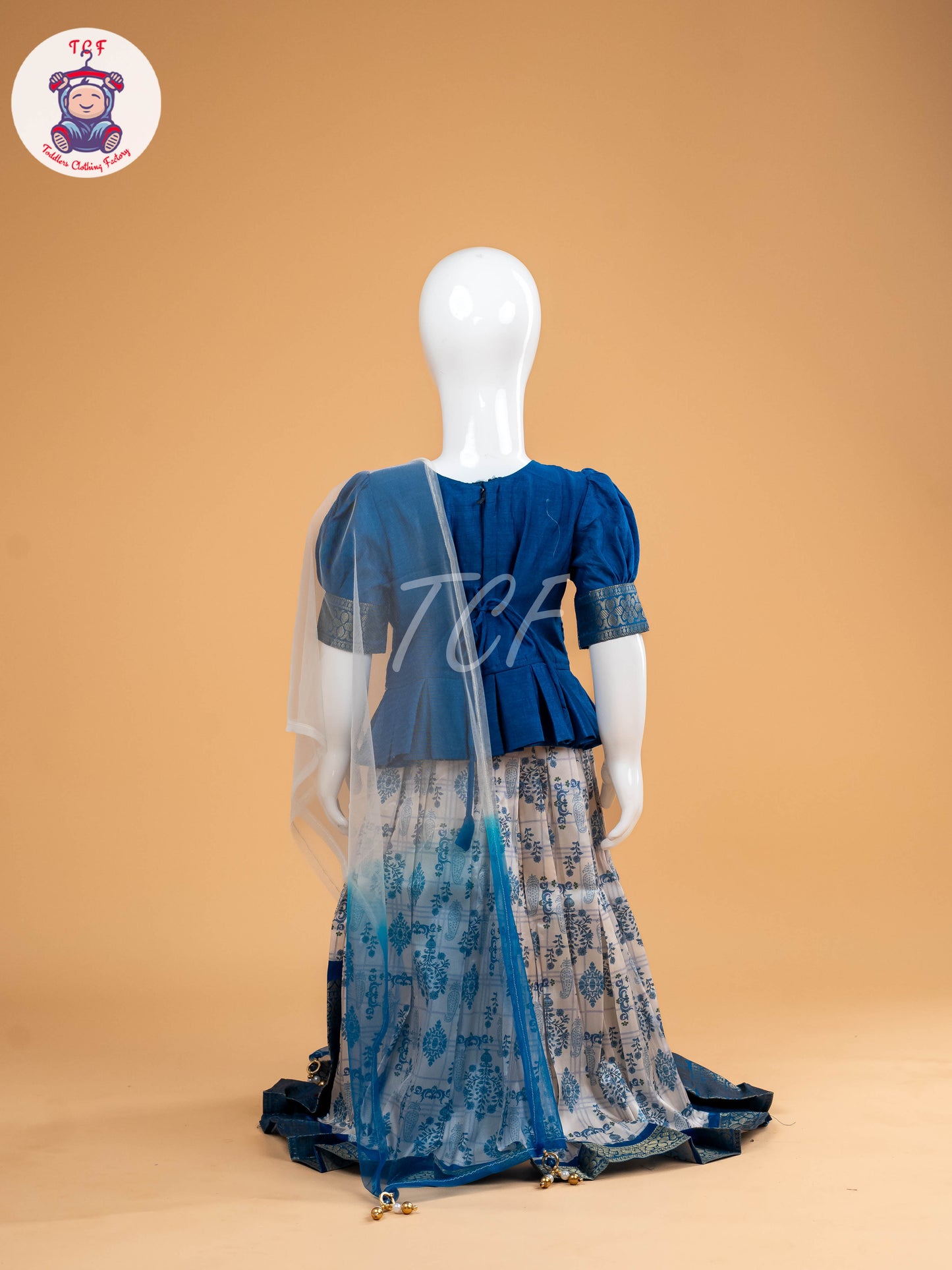Blue Floral Print - Semi Leghanga Choli
