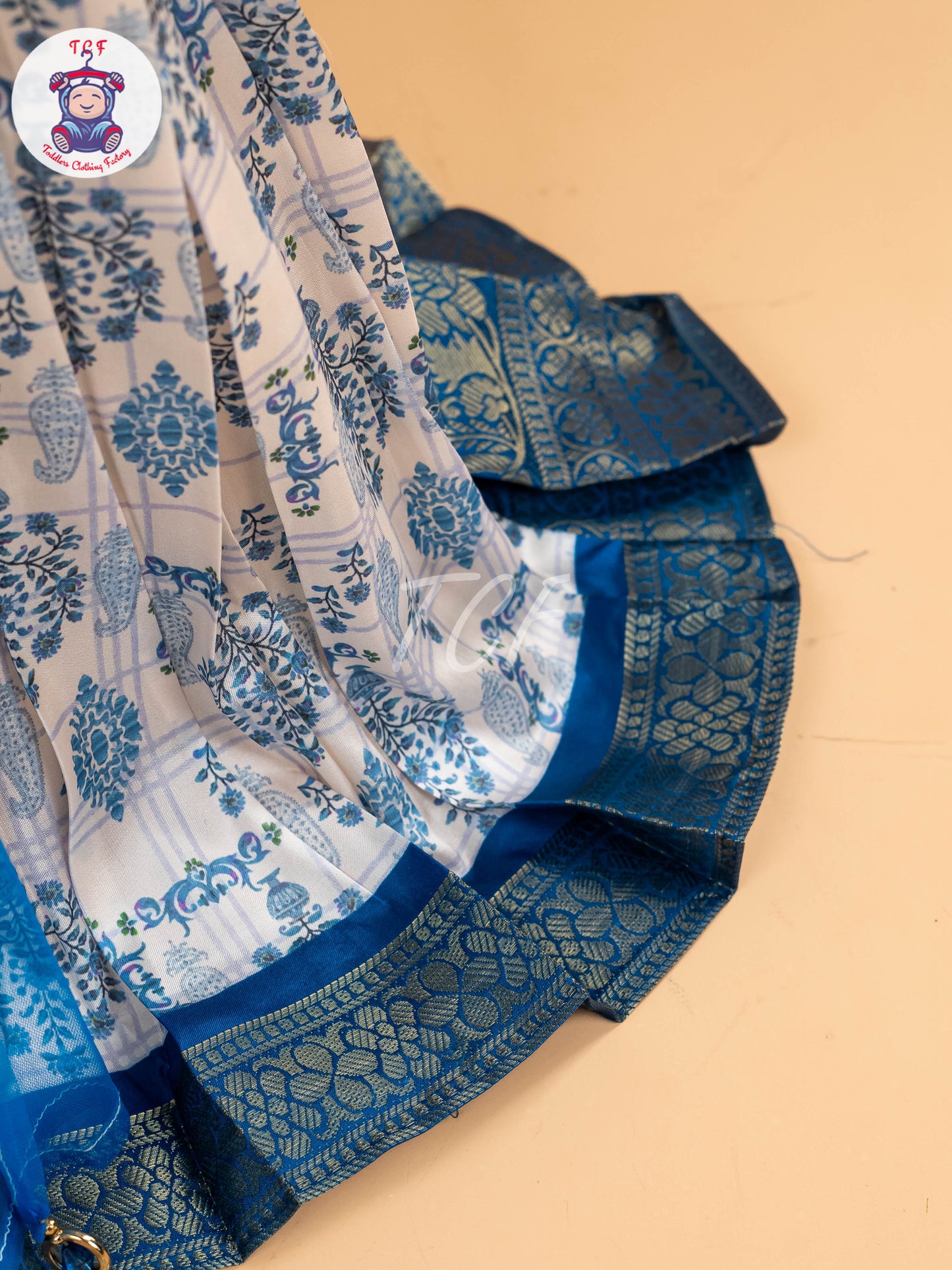 Blue Floral Print - Semi Leghanga Choli