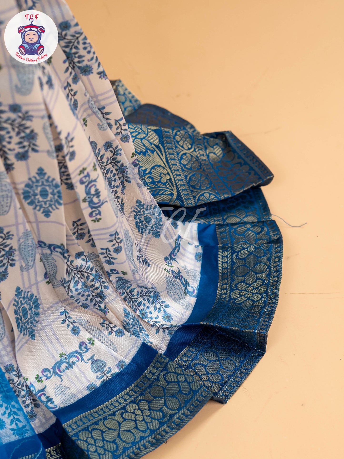 Blue Floral Print - Semi Leghanga Choli