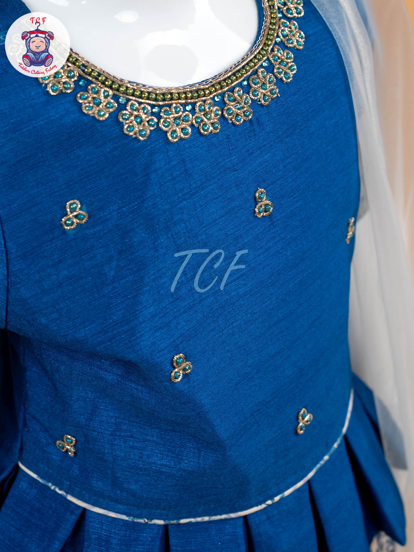 Blue Floral Print - Semi Leghanga Choli
