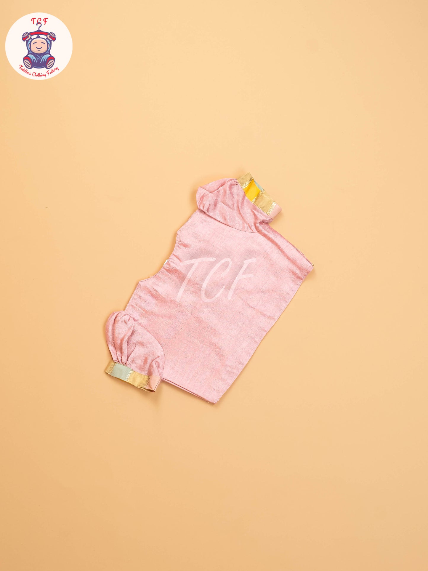 Peach Floral Semi - Silk Frock