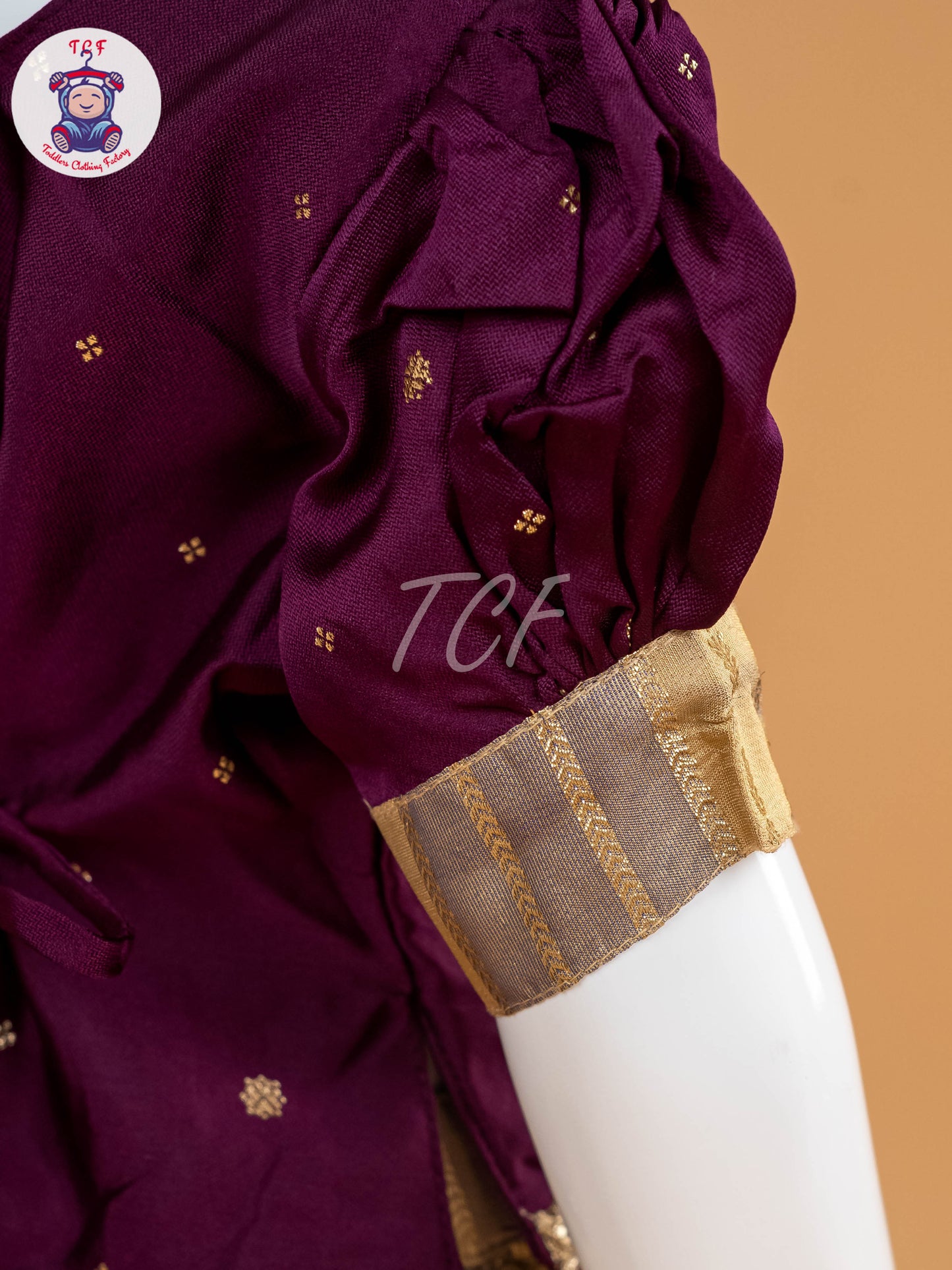 Purple & Sandal Floral Print - Semi Leghanga Choli