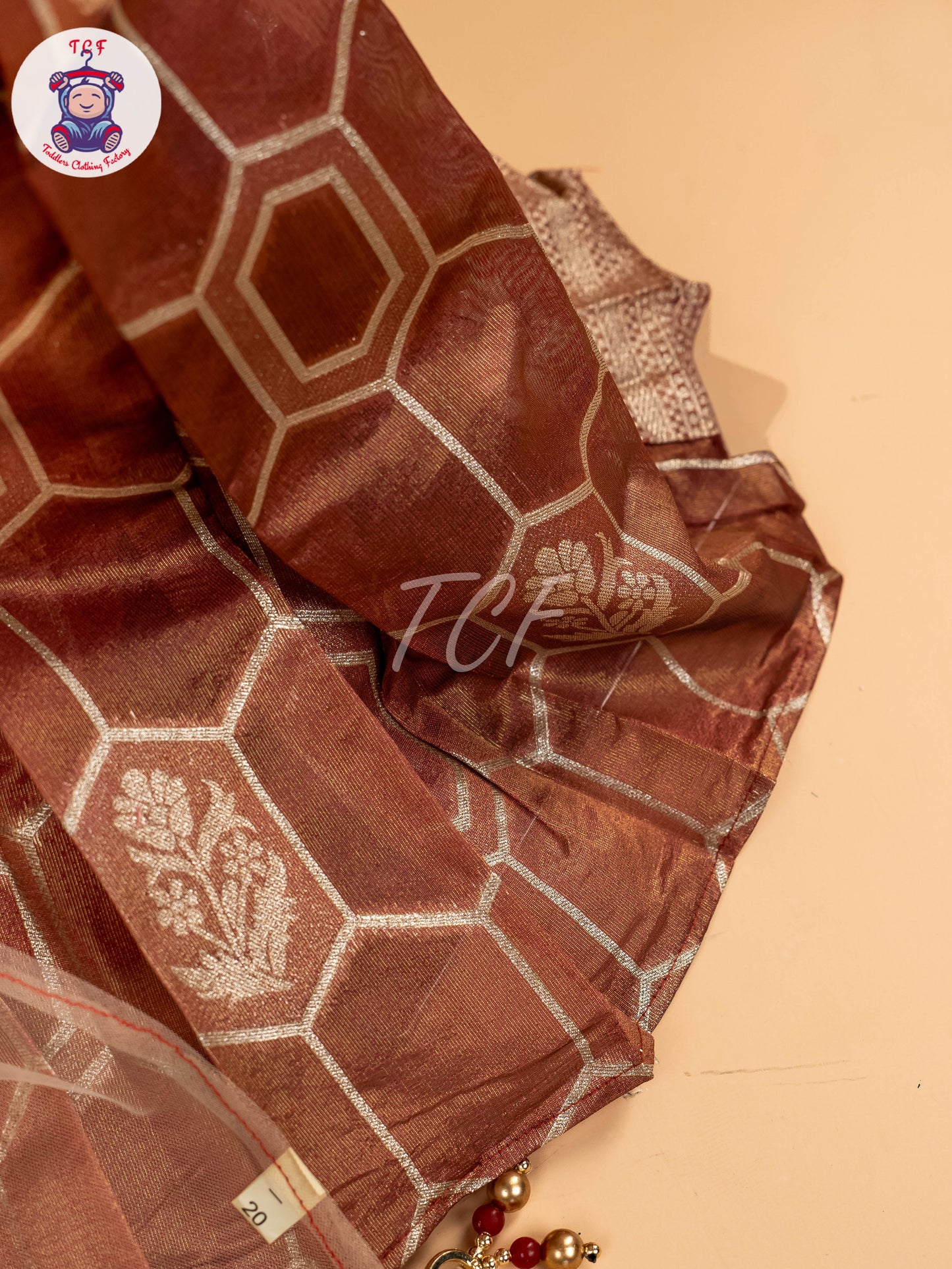 Beige & Brown Floral Print - Semi Leghanga Choli