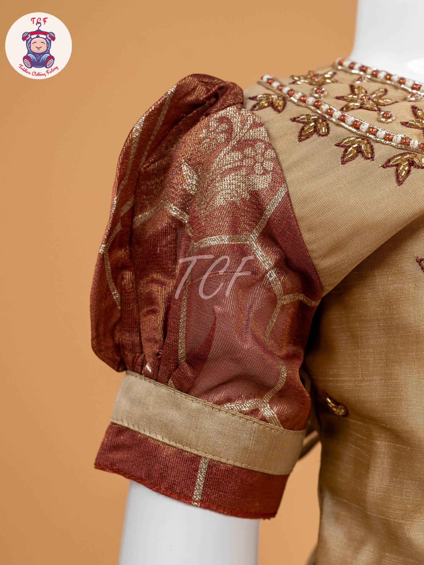Beige & Brown Floral Print - Semi Leghanga Choli