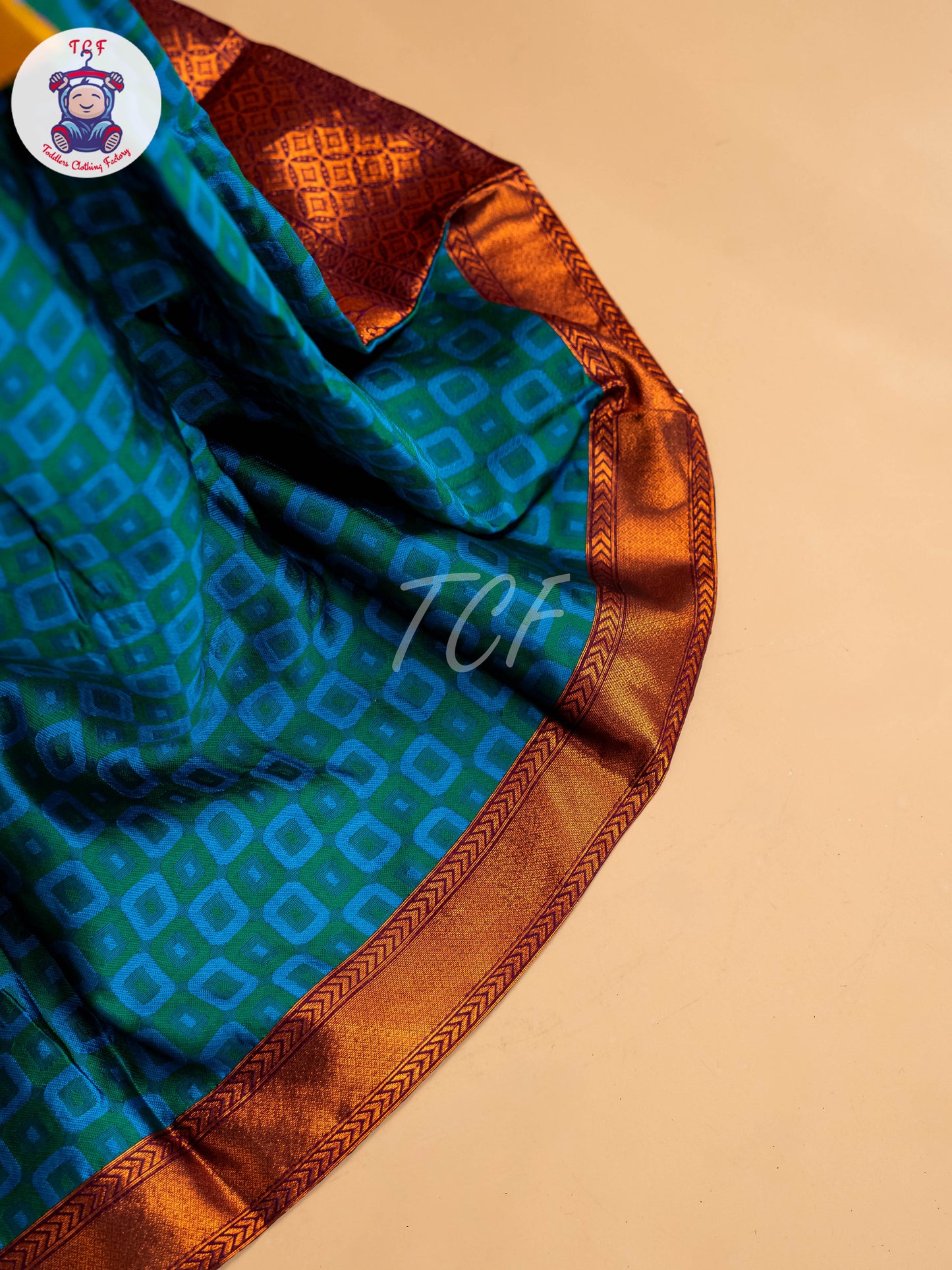 Mustard & Sky Blue Floral Print - Semi Leghanga Choli