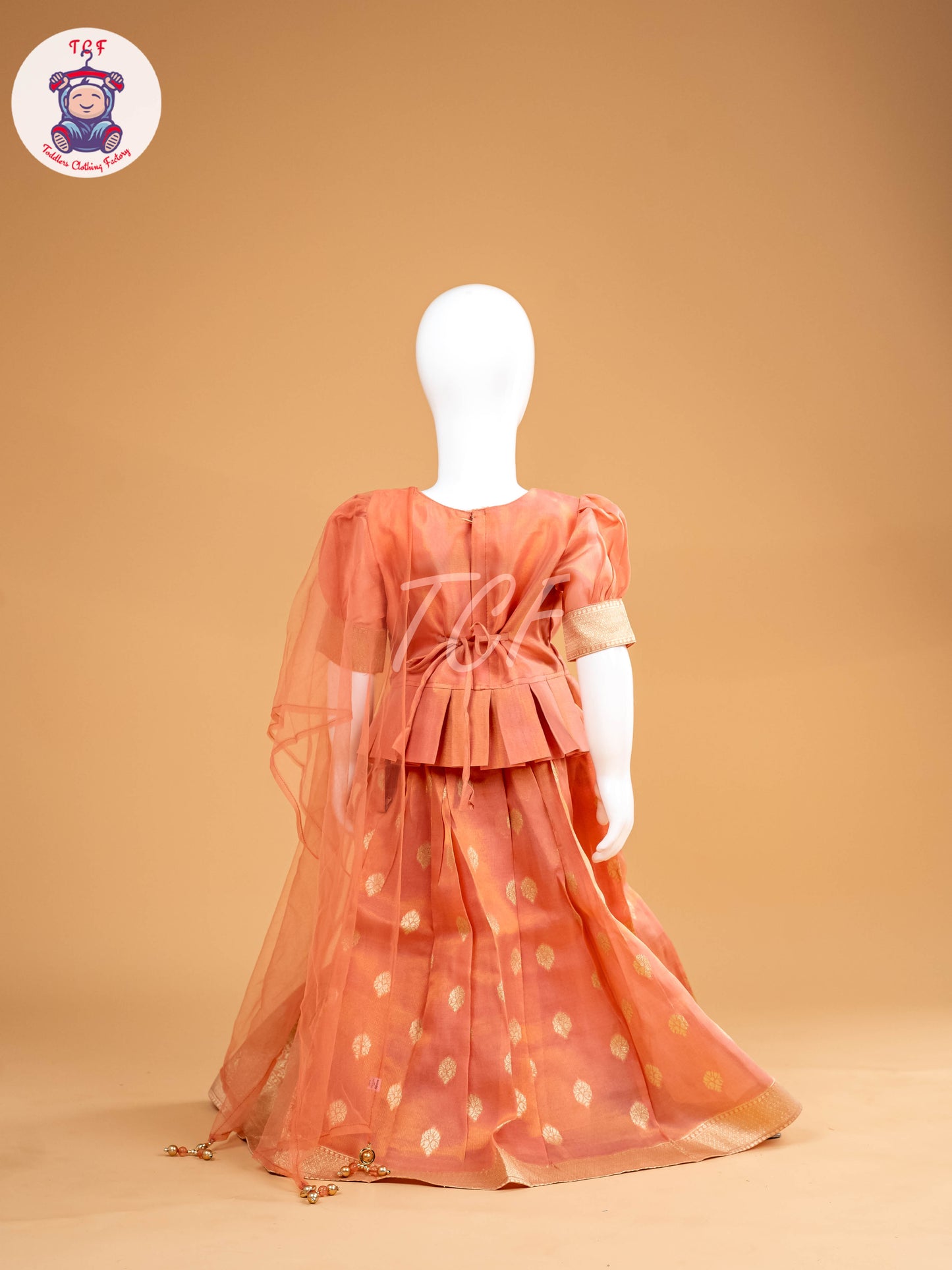Peach Floral Print - Semi Leghanga Choli