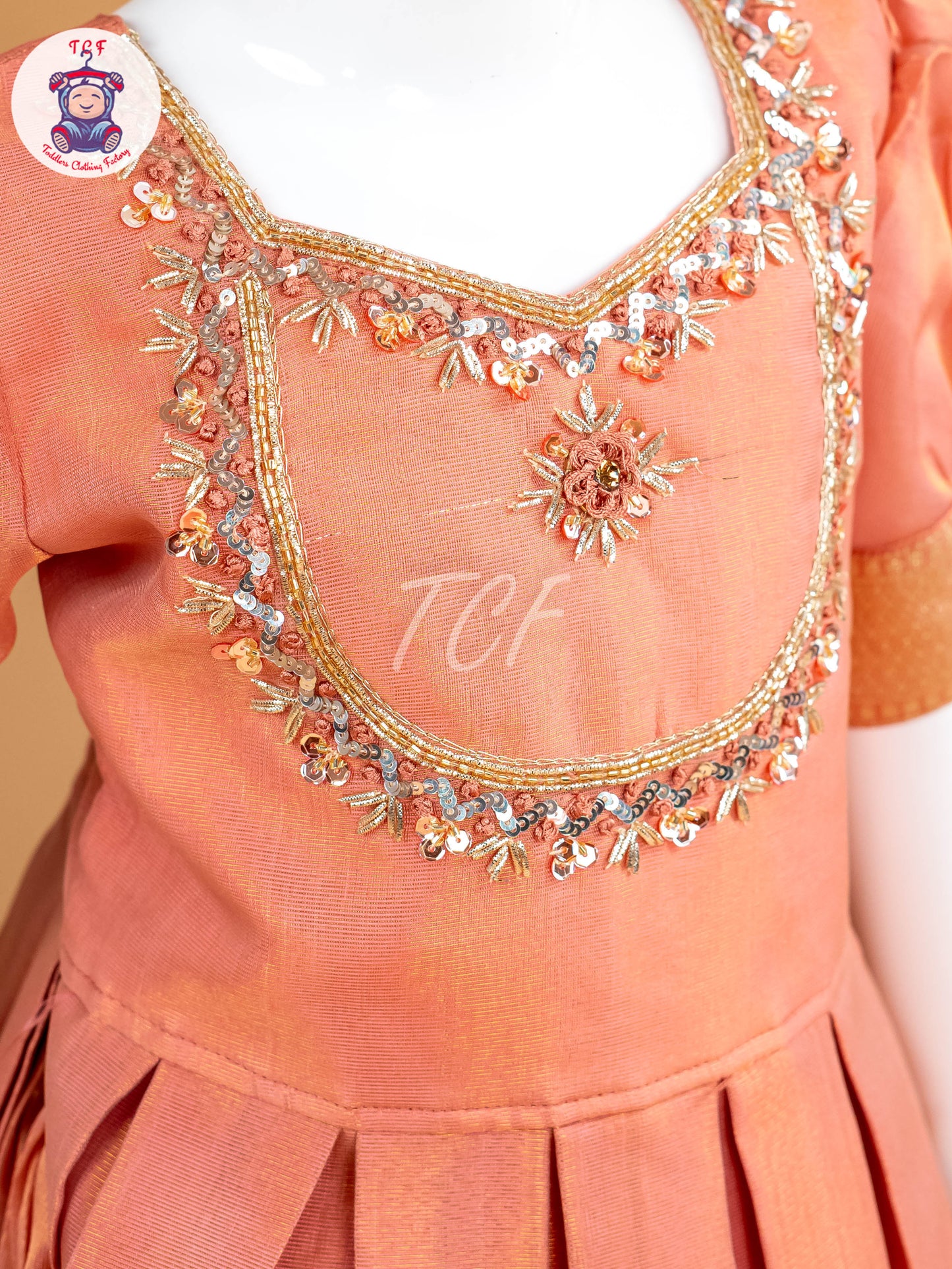 Peach Floral Print - Semi Leghanga Choli