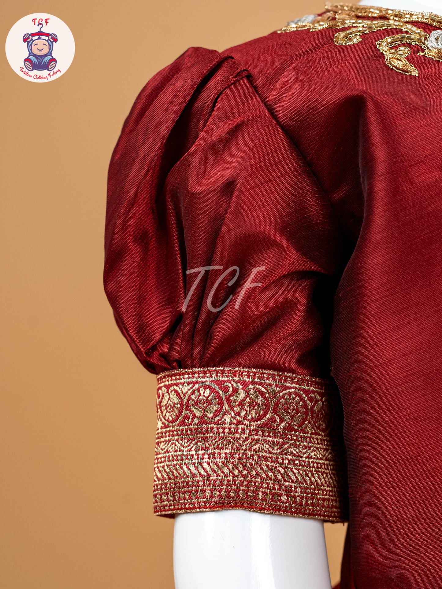 Red & Sandal Floral Print - Semi Leghanga Choli