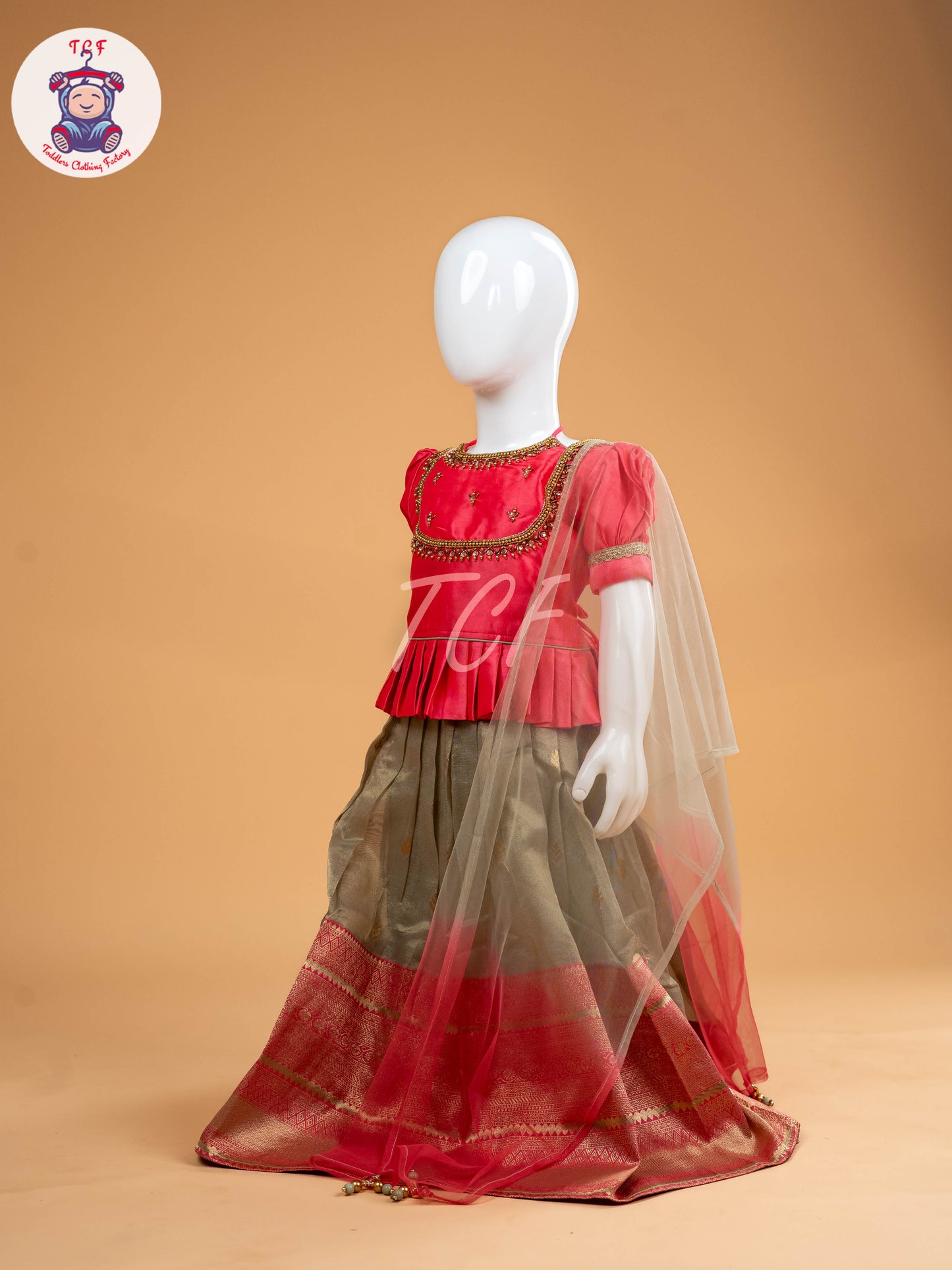 Pink Floral Print - Semi Leghanga Choli