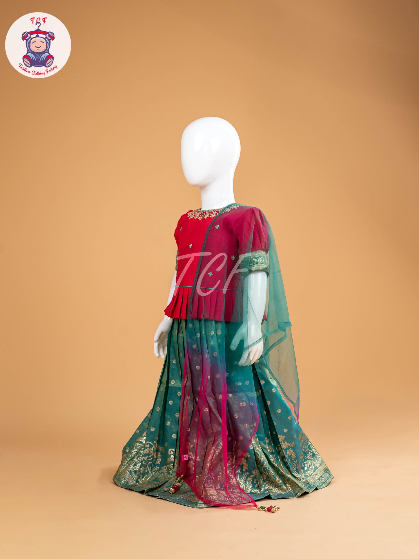 Pink & Green - Semi Leghanga Choli
