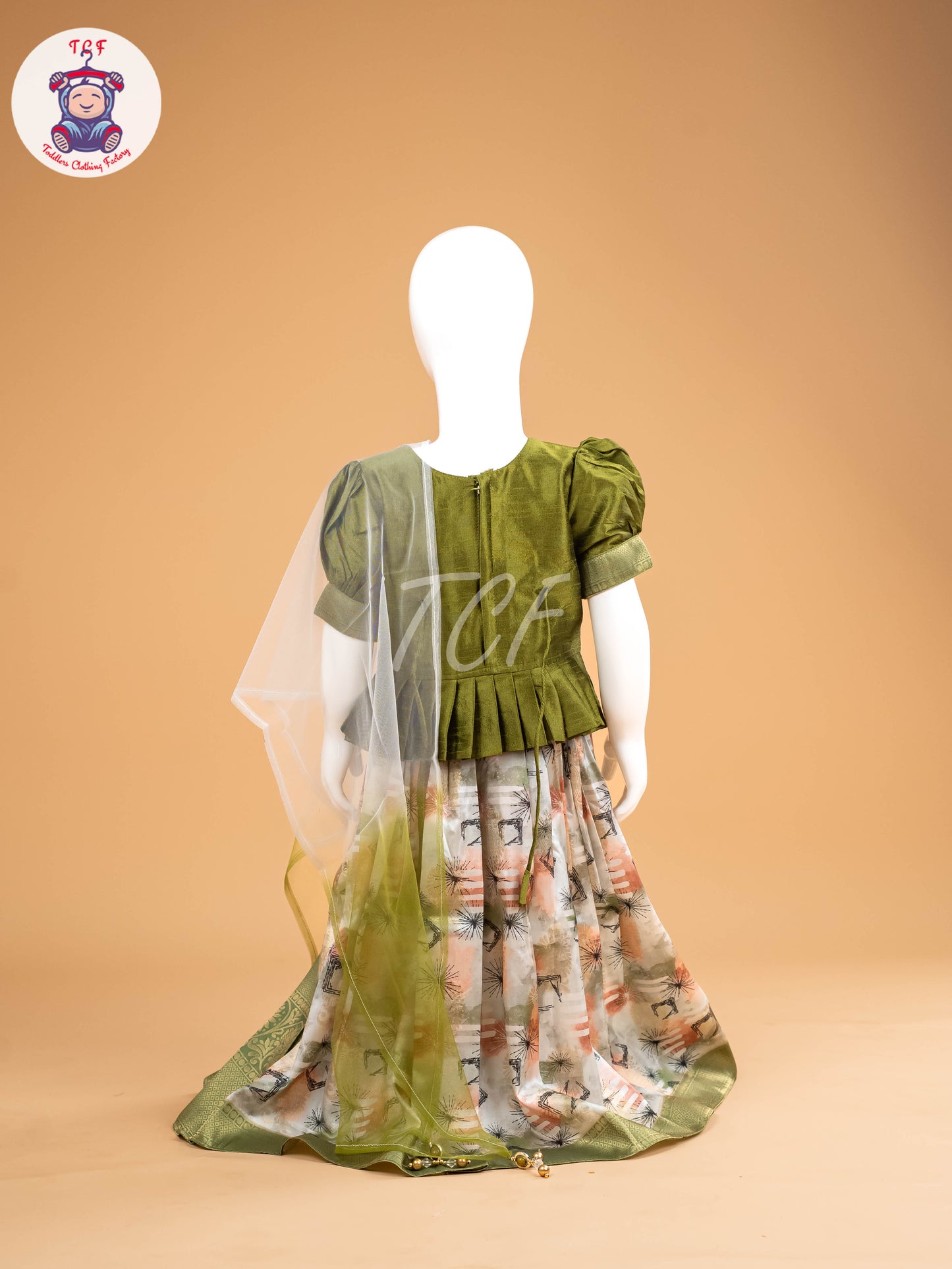 Green Floral Print - Semi Leghanga Choli