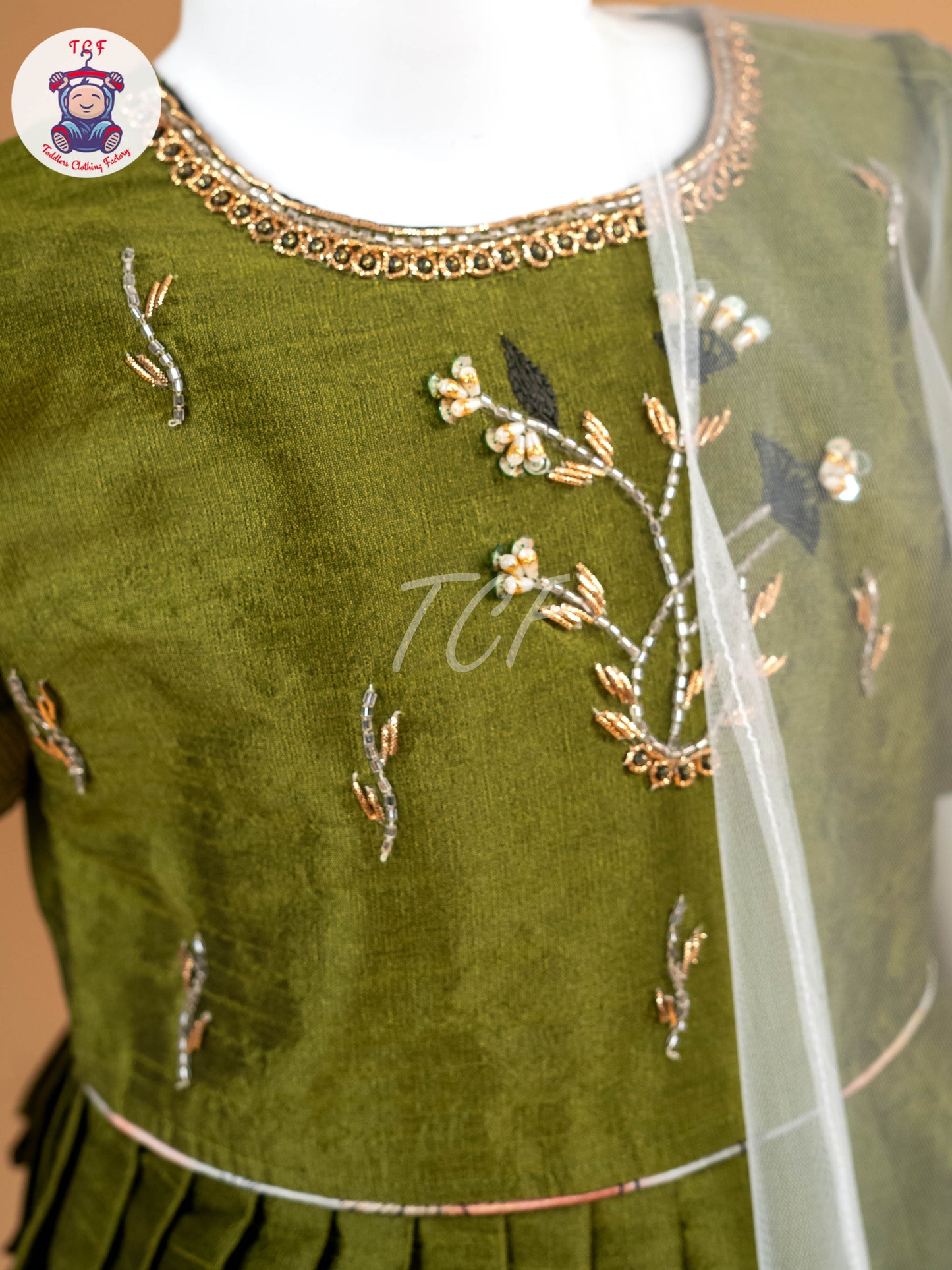 Green Floral Print - Semi Leghanga Choli
