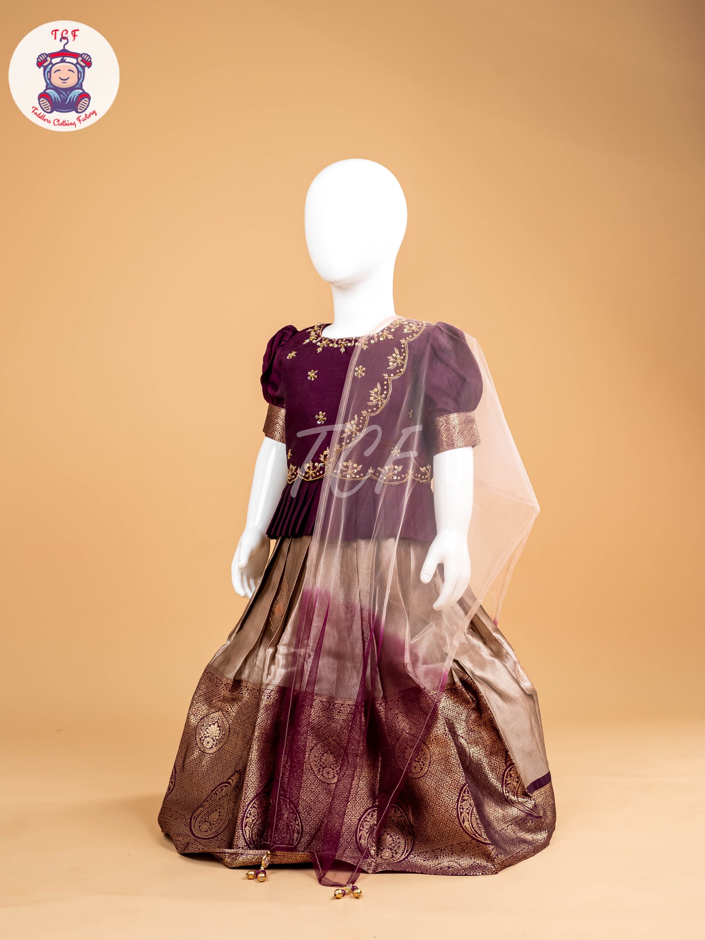 Purple Floral Print - Semi Leghanga Choli