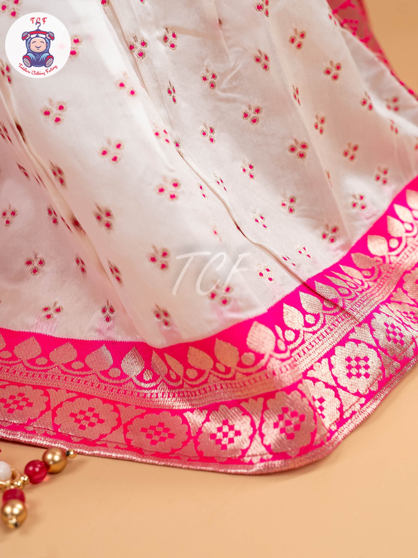 Pink & White Floral Print - Semi Leghanga Choli