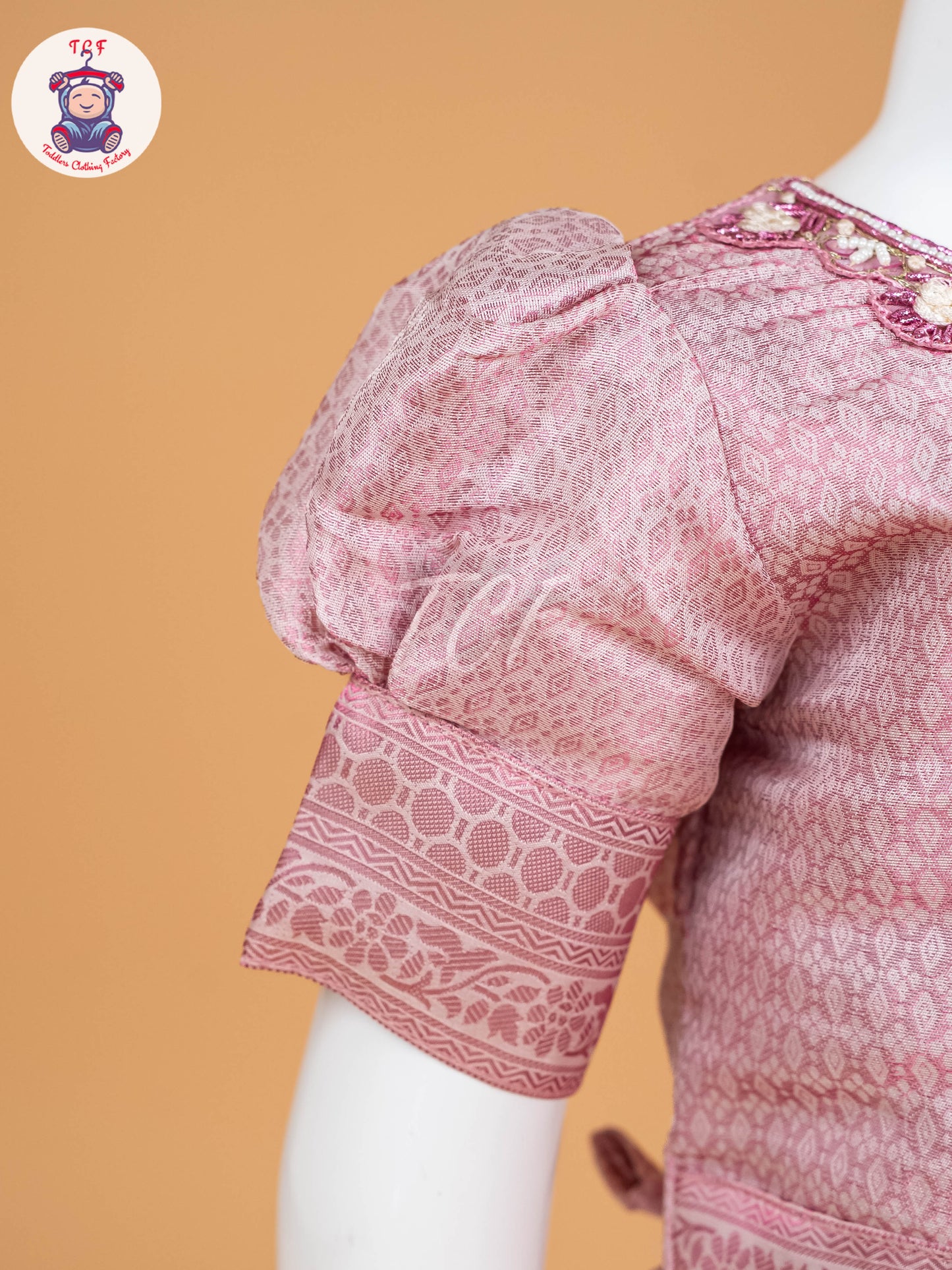 Baby Pink & White Floral Print - Semi Leghanga Choli