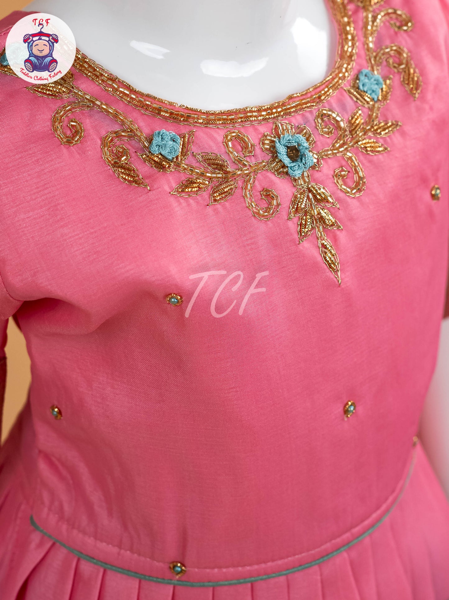 Baby Pink & Teal Blue - Semi Leghanga Choli