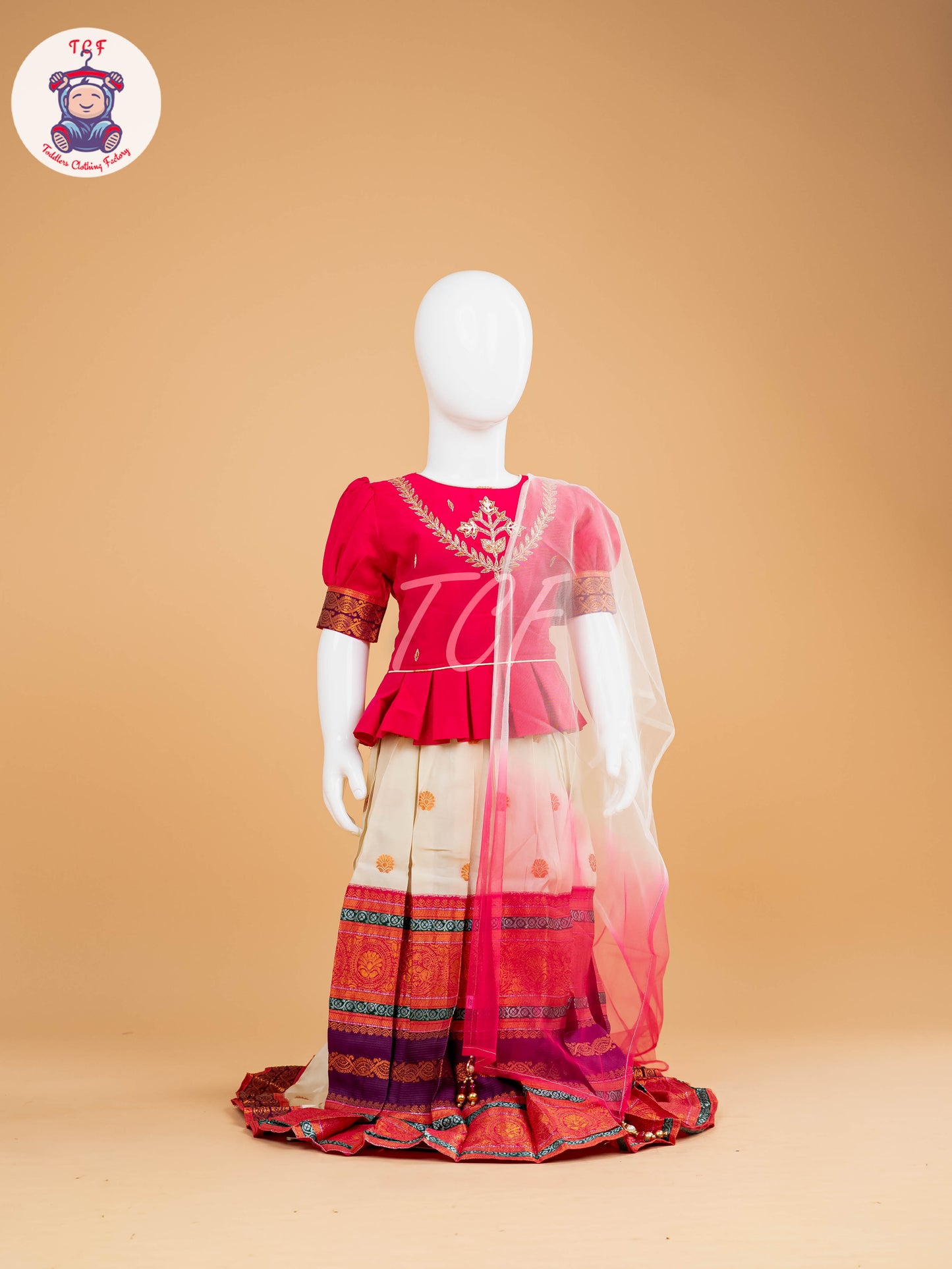 Pink & Cream - Semi Leghanga Choli