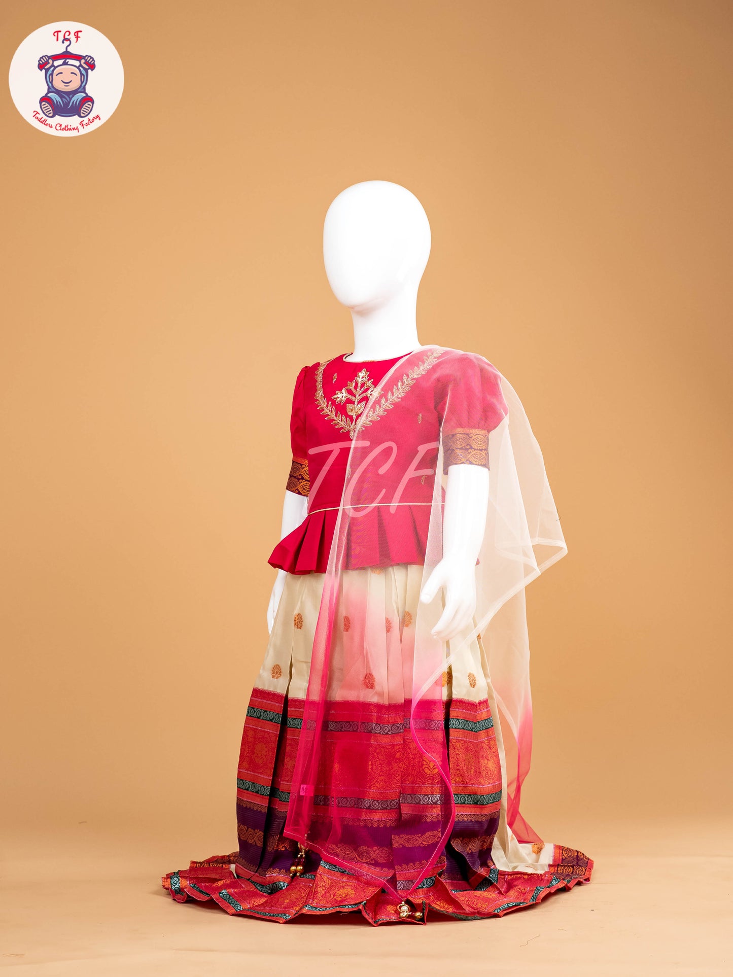 Pink & Cream - Semi Leghanga Choli