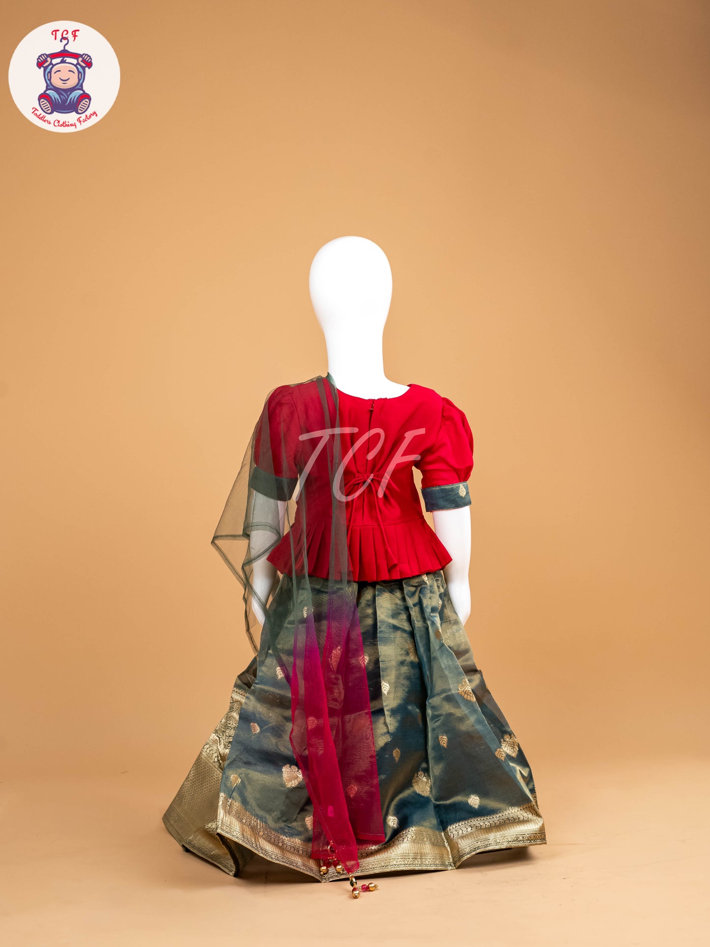 Pink & Green Floral Print - Semi Leghanga Choli