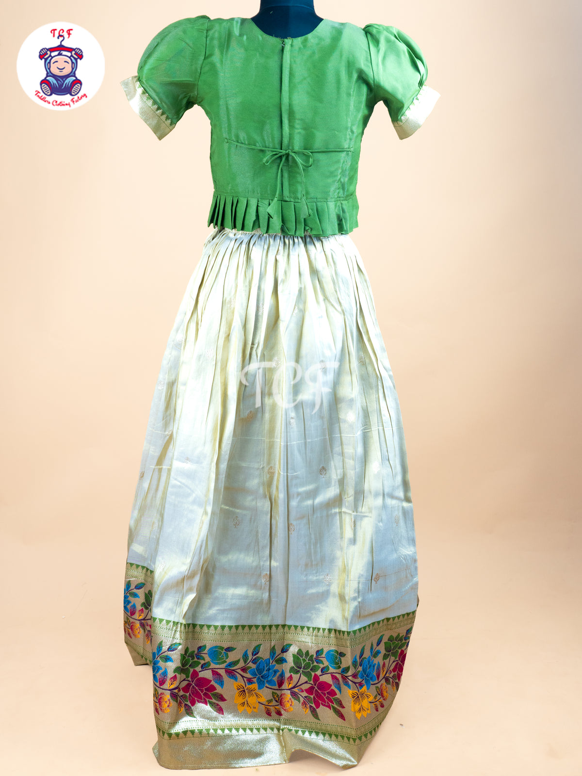 Green - Floral Printed Girls Lehenga Choli