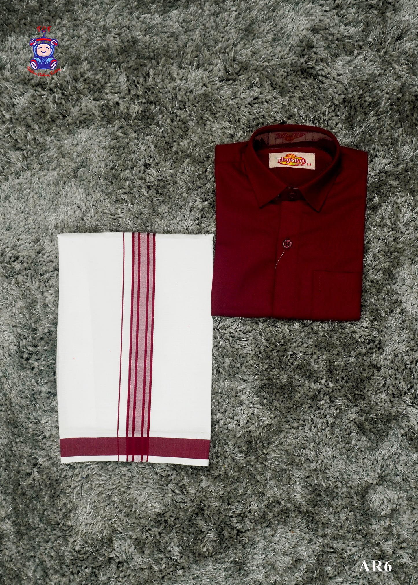 Maroon - Boys Readymade Dhotis & Shirts