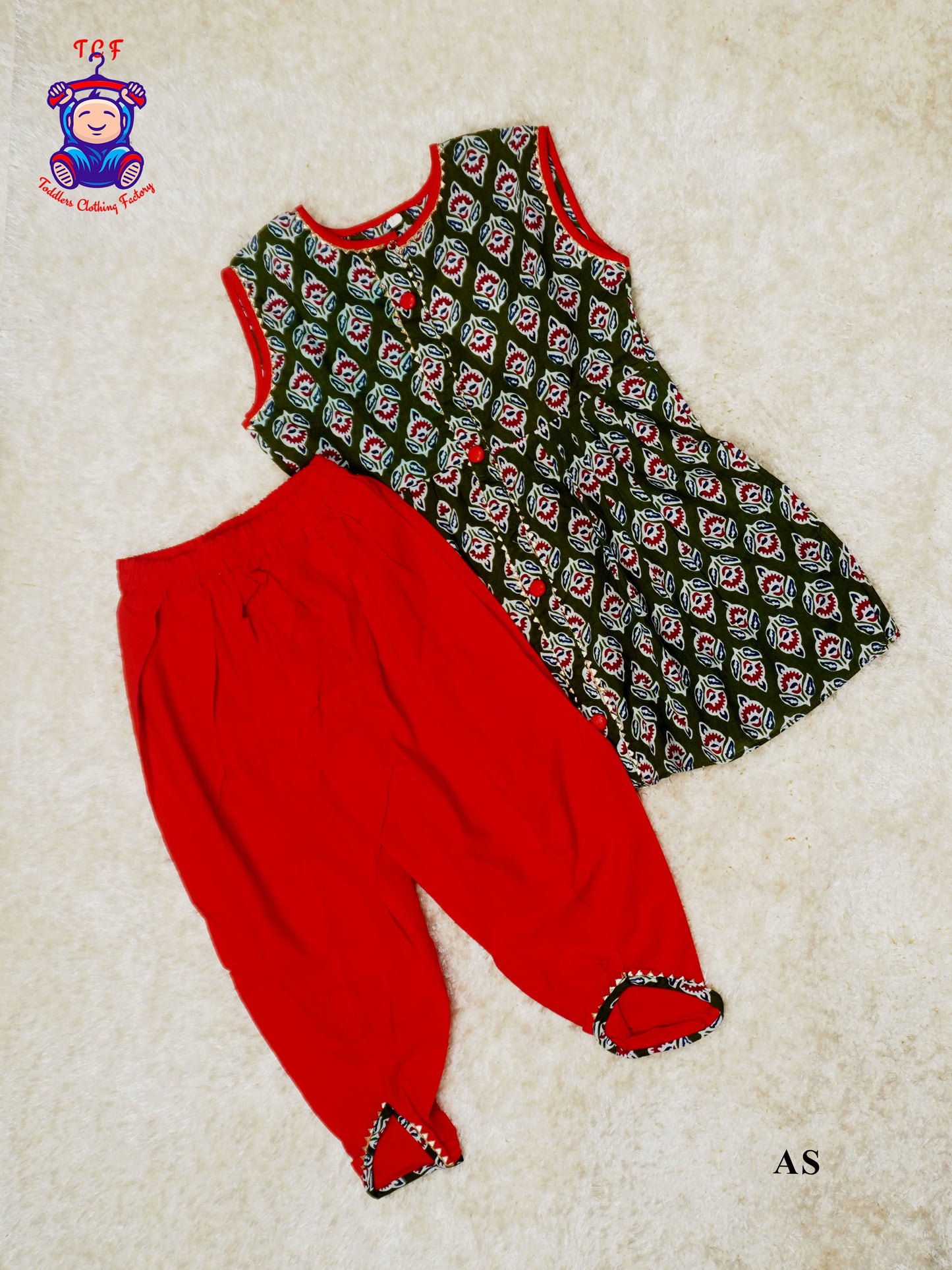 Sacramento Green & Red - Printed Kurti Dhoti Set